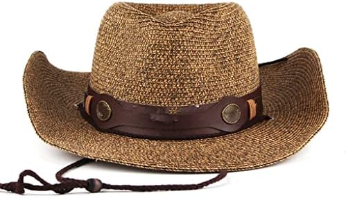 Czdyuf Cowboy šešir Muški sunčani šešir Široka Brim Fedora Hat Remen Ukrasite šešir od slame za muškarce za muškarce UV zaštitne kapa