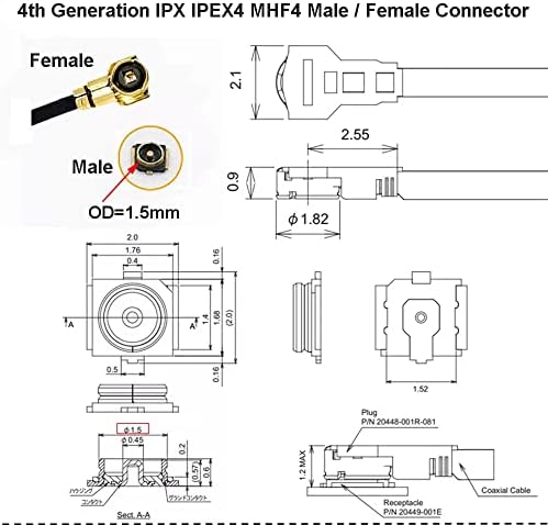 TOP 20 paketa IPEX4 Patch antena Baza 1,5 mm 4. generacije Ipex U.FL MHF4 priključci za antene, instrumentaciju,