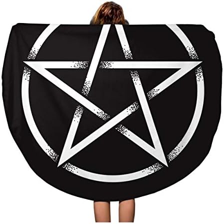 Semtomn 60 inča okrugli ručnik za plažu Blagost Pentagram Pentagram Dot Work Antient Pagan Simbol