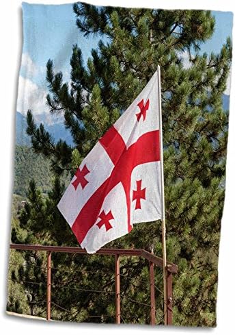 3Droza Gruzija, Telavi. Gruzijska zastava koja leti u manastiru Gremi. - Ručnici