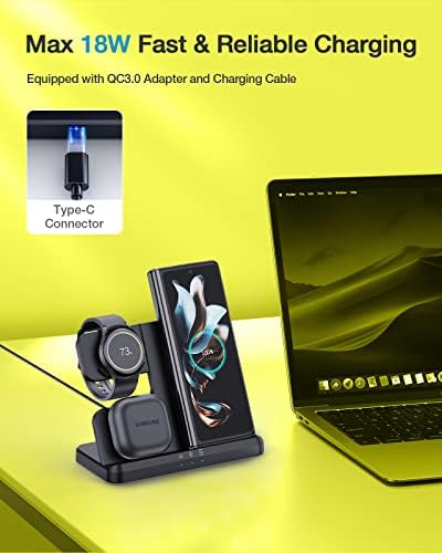 Samsung Wireless Charger, Metmoon 3 u 1 bežična stanica za punjenje za Samsung Galaxy S23 Ultra