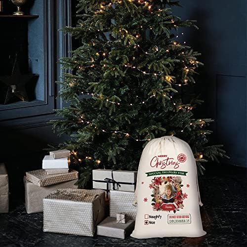 BAGEYOU Funny Labradoodle Santa torbe personalizirane torbe od pseće tkanine s vezicom Xmas torba za odlaganje sadašnjeg pamučnog platna 19, 5x27, 5 inča