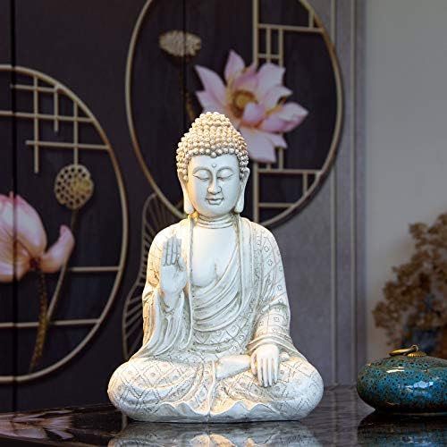 Leingung Buddha statua za akcente za dom, smijući se statuu Buddah za meditaciju Zen Vrt Duhovna soba Feng Shui Desk stol joga dekor, mali Buda Budda Domaći ukrasi Pokloni Antikni bjelokosti bijeli