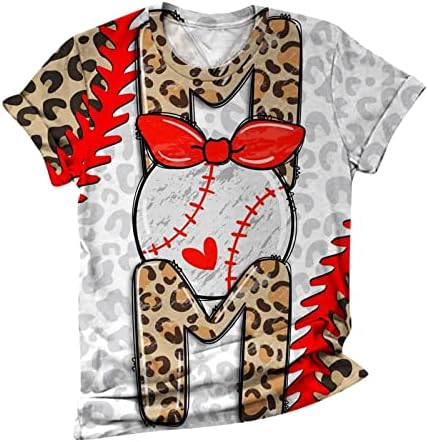 Žene Baseball mama izbijeljena majica smiješna leopard grafički tee vrhovi mama smetnja majica pismo