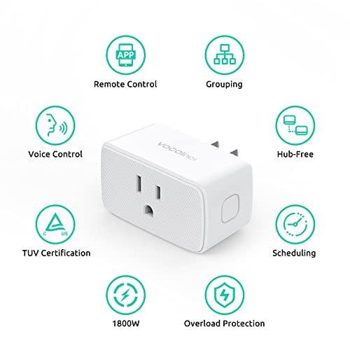 VOCOlinc Homekit Smart Plug radi sa Alexa, Apple Home, Google Assistant, WiFi Smart Plug koji rade sa Alexa, električna utičnica za tajmer podržava Siri, nije potrebno čvorište, 15a, 2.4 GHz, 110～120V, 1 Paket