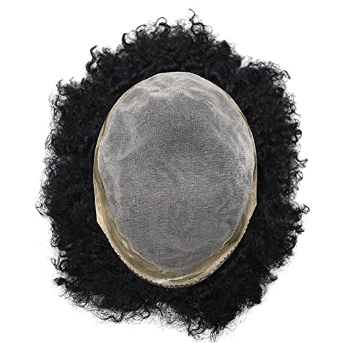 Lirska kosa Afro Toupee 6MM Man Weave Hair Unit Crna Muška kovrčava perika ljudska kosa Afroamerička Tupee za muškarce Fina Mono čipka sa izdržljivom Pu oko zamjene sistema kose