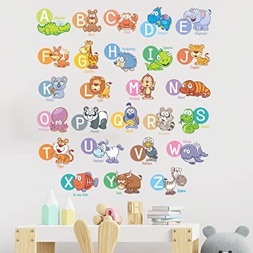 4 listova životinjska abeceda Vrijeme Vrijeme u boji Zidne naljepnice Mogućnost ABC abecede učenje edukativne