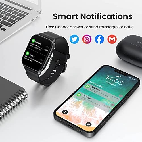 Haylou Smart Watch za Android iOS telefone, 1,69 dodirni ekran Smart satovi za muškarce Žene sa 12 sportskih režima, fitnes tragač sa srčanim otkucajem krvne kisik za spavanje IP68 Vodootporni fitness sat