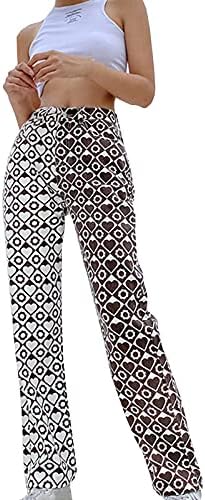 Asimetrični traper hlače Žene patentne patike Plus trendovske ženske ženske cvjetne boje traperice Kontrastni ispis ravno-pantalone