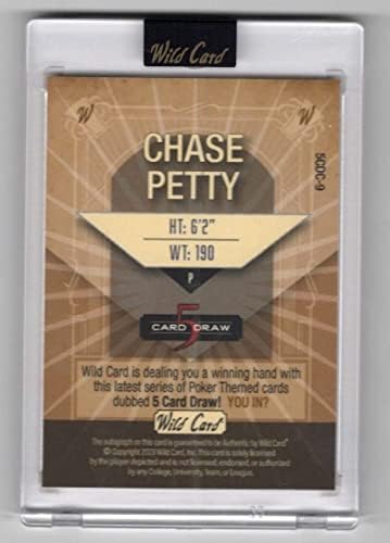 Chase Petty RC Auto 2023 Wild Card 5 Kartica 2/2 Rookie 9 crvena MT-MT + MLB bejzbol autogram