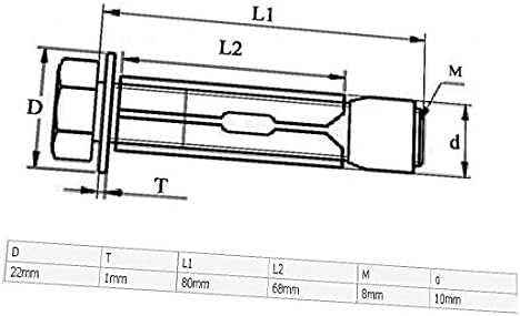 X-dree m8x80mm žuti pocinčani vijak za proširenje glave rukav sidreni vijak 6pcs (Tornillos de Expansión