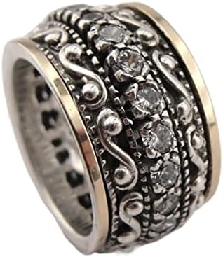 Prstenovi od nehrđajućeg čelika za žene Muškarci Chunky Retro uzorak engrave kubni cirkonijski bend Vintage prsten Unisex prsten nakit teen