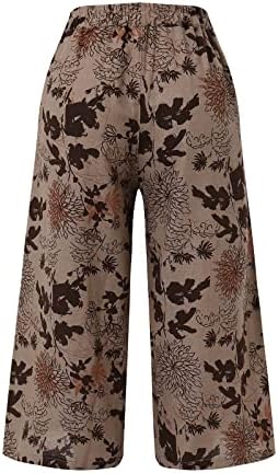 Znojne hlače Žene Ležerne prilike hlače Struk ispisane noge široke pantalone Pamučne ženske hlače Elastične