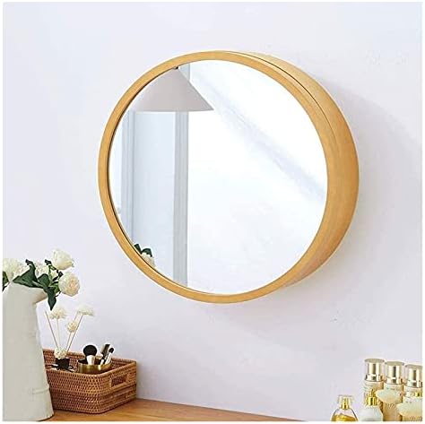 Toaletno ogledalo okrugli ormarić za ogledalo u kupatilu na 3 nivoa, zidni ormarić za odlaganje kupatila ogledalo ormarić za lijekove sa sklopivim toaletnim ogledalom sa drvenim okvirom koji se sporo zatvara