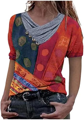Ženske kratke rukave vrhovi Vintage Tie-Dye pulover Patchwork Crew vrat ljeto Drew casual dukserirt Tunički
