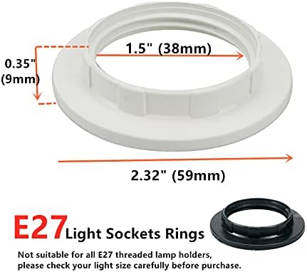 HONJIE 6 Pack E27 svjetlo utičnice prstenovi, zamjena prsten lampa držač Twist Lock poklopac lampe za E27, Bijela