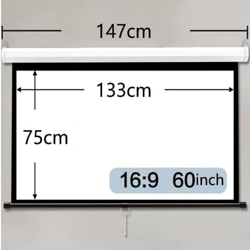 Dibako zidni ekran za filmove, 60-inčni viseći projekcijski zaslon Priručnik za izvucite zavjese projektora, zaslon za automatsko zaključavanje za video igru ​​za filmska ured, 1.8 dobitak