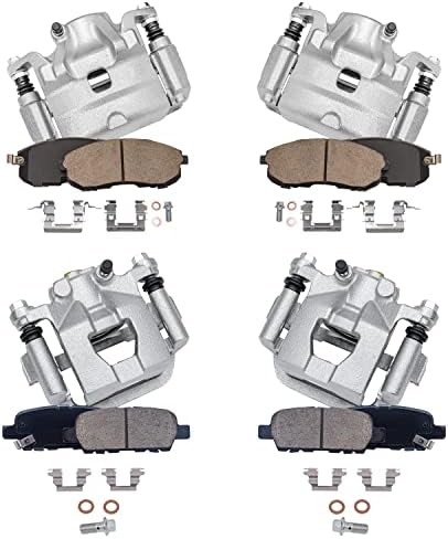 Detroit osovina-prednji & amp; zadnji disk kočione čeljusti + keramičke kočione pločice Kit zamjena za 2007 2008 2009 2010 Nissan Altima - 8PC Set