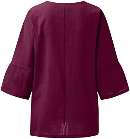 Uskršnje majice za žene, ljeto 3/4 rukav na vrhu casual okruglih vrata bluze meke pamučne posteljine