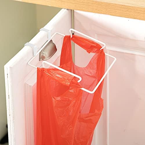 Hotop 3 komada preko ormarića držač plastične kese viseći držač kese za smeće od metalne kese za smeće viseći stalak za smeće držač torbe za smeće za kuhinju praktična čvrsta pod pultom preko vrata Bijela