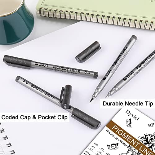 Dyvicl metalik marker olovke - 12 boja Tvrdi fini tip Metalni markeri i crne mikro-olovke FINELIner