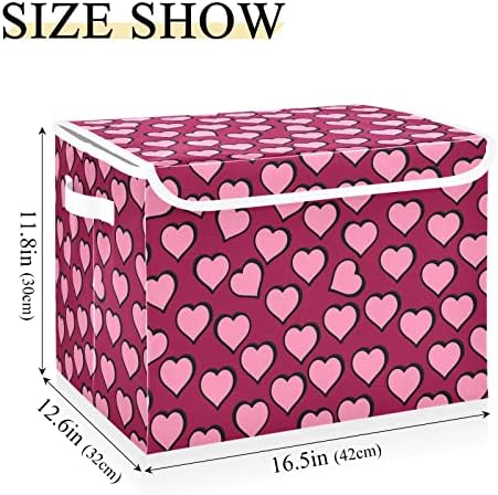 Fuluhuapin Pink Love igračka kutija za skladištenje s poklopcem, 16.5 x12.6 x11.8 Sturdy Toys organizator kutije za kante za dječaka, djevojka, jaslice, ormaru, spavaću sobu, igraonica 21005499