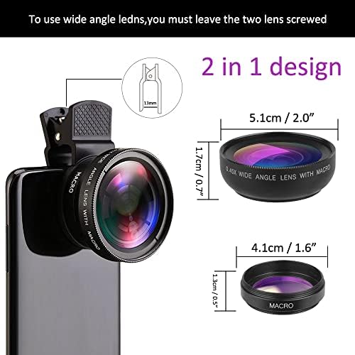 Objektiv kamere za mobilni telefon Mcoplus 2 u 1 komplet objektiva 37 mm 0,45 X 49UV super širokougaoni objektiv kamere za iPhone i Android pametne telefone Mobilni telefoni