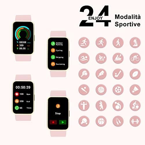 Iowodo R5 Smart Watch za žene, pametni sat sa napadom i monitorom za spavanje, šalter za pedometar