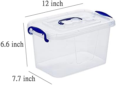 YYQX 7 kvarca Clear zasucka kutija sa poklopcima, višenamjenski kanti za odlaganje plastike s ručkom - 4 paketa / 6,5 litara