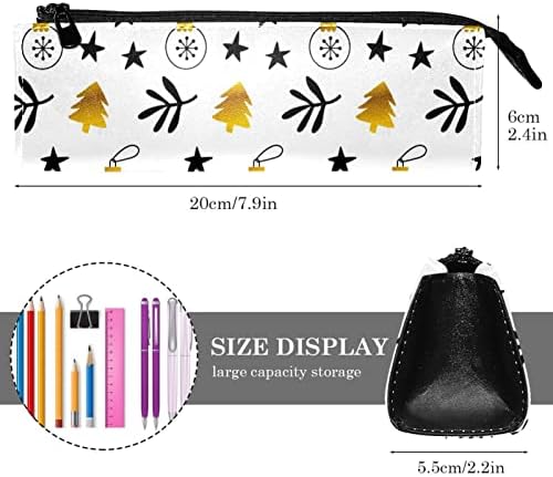 LAIYUHUA prenosiva elegantna torba za olovke PU kožna torbica kompaktna torba sa patentnim zatvaračem torbica kozmetička torba kancelarijski dodatak Organizator torbica za novčiće Božićno zvono uzorak-01