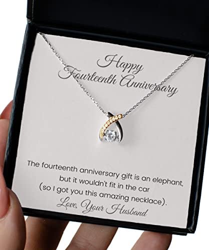 Ogrlica od četrnaeste obljetnice, godišnjica slonova, četrnaestogodišnja godišnjica Sretna 14. godišnjica vjenčanja smiješna godišnjica - Wishbone