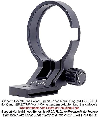 Ishoot Starod montažni prsten ovratnik kompatibilan sa Canon EF-EOS R Mount Converter Adapter Basic Model, držač nosača objektiva Dno držač ARCA-SWISS Fit Funkcija brzog otpuštanja