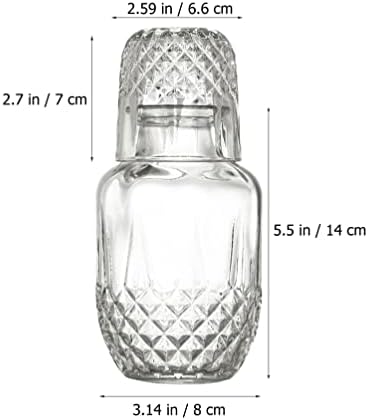 Cabilock Glass Cups Night Night Water Carafes with Tumbler Crystal Glass Water Set Clear Bottles Bottle