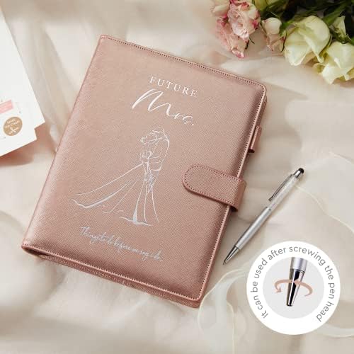 AW Bridal Budući gospođa Pokloni Angažovanje vjenčanih poklona za mladenke Bifts |Rase Zlatna koža za planiranje vjenčanja i organizator Vjenčanje odbrojavanje budžetskog veziva sa olovkom i poklon kutijom, 140 stranica