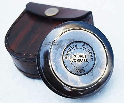 Nautička mesing pomorska pjesma Kompas sa kožnom futrolom antikni usmjereni radni kompas gravirani