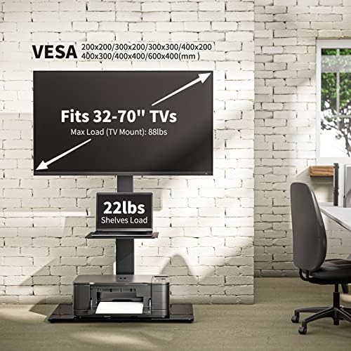 Full Motion TV zidni okretni zakretanje za televizore i monitore 26-55 inča do 88klbs max vesa 400x400mm, okretni podni TV postolje / podlozi sa policama za većinu 32-70 inčnih LCD televizora Vese 600x400mm