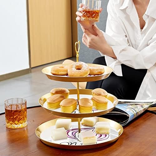 Luk 3-slojni stalak za kolačiće poslužavnik za posluživanje, reljefni stalak za desertnu tortu, stalak za posluživanje peciva za vjenčanje, čajanku, rođendan