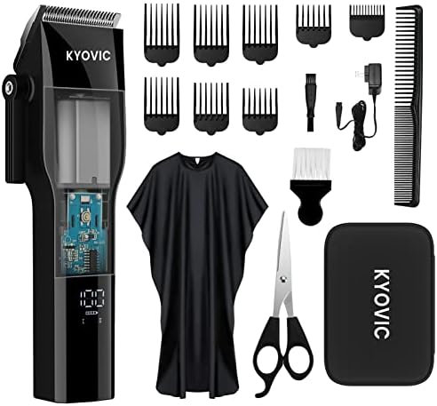 Kyović Professional Hair Clipper Akumulatorski trimer za kosu, 8 nastavaka za češalj, LED displej, dugo trajanje baterije preko 120 minuta - kompletan Set makaza za kosu i za muškarce i za žene.