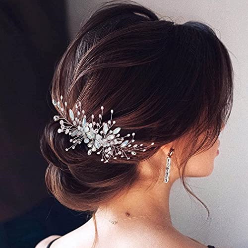 Jeairts vještački dijamant vjenčani češalj za kosu srebrni Opal Kristal Bridal komadi za kosu sa