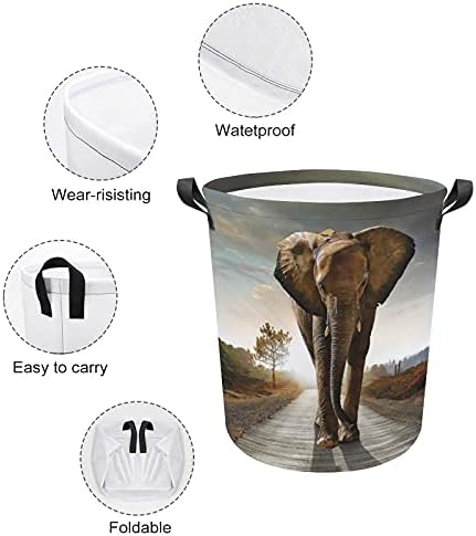 Foduoduo korpa za pranje rublja usamljena slonova rublje rublje s ručicama Sklopiva torba za spremanje prljave