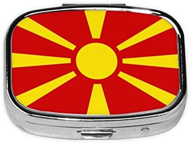 Kvadratna Mini Kutija Za Pilule Makedonske Zastave Putni Odjeljci Za Lijekove Organizator Prijenosna