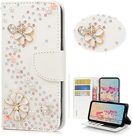 STENES Nokia 6.1 Case-Stylish - 3D Handmade Bling Crystal Rose Heart privjesak cvijeće Magnetic Wallet