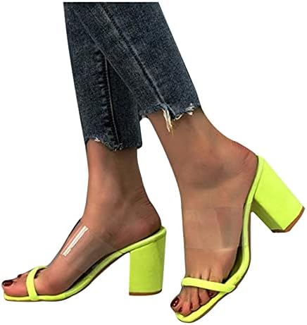 Ženske sandale za pete Ljeto Casual Comfy Transparent Gornja ljetna plaža Putovanja pune boje kvadratnih