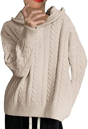 Dukseri za žene turtleneck džemper prevelici gumb pletene pulover dukseve dugih rukava slobodnih ženskih džempera