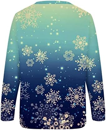 Jesen modni božićni točki vrhovi za žene dugih rukava na dugim rukavima padaju cijeli prelaze snježne pahulje print retro crewneck dukseri