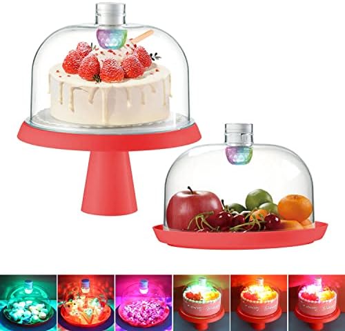 Uživajte u 1 u 1 stalak za tortu sa LED kupolom, acilni zvuk Disco Svjetlosni poklopac torta, višestrukim korištenjem Ploča i tanjir za tortu