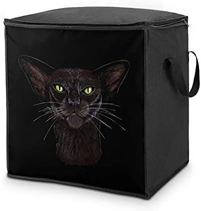 Crna mačka se suočavaju sa velikim pohrani za pohranu prekrivača Organizator patentnih patentnih zatvarača na vrhu za odjeću jastuk u komfor