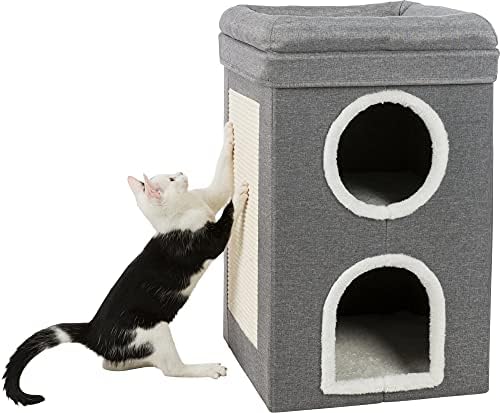 Trixie Saul Cat Condo | 2-Story Condo Tower | površina za grebanje | sklopiva za jednostavno čuvanje / siva