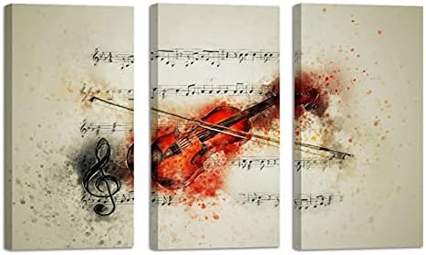 Zidna umjetnost za dnevni boravak, Retro violina muzička nota uokvirena dekorativna uljna slika Set