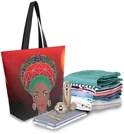 ALAZA African Women Canvas tote tote for Women travel Work Shopping Grocery top Handle torbice velike torbe za višekratnu upotrebu pamučne torbe za rame